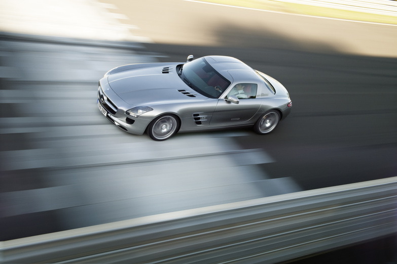 2010 Mercedes-Benz SLS AMG Crossing the finish line