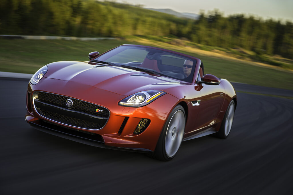 Orange Jaguar F-Type V8 S convertible
