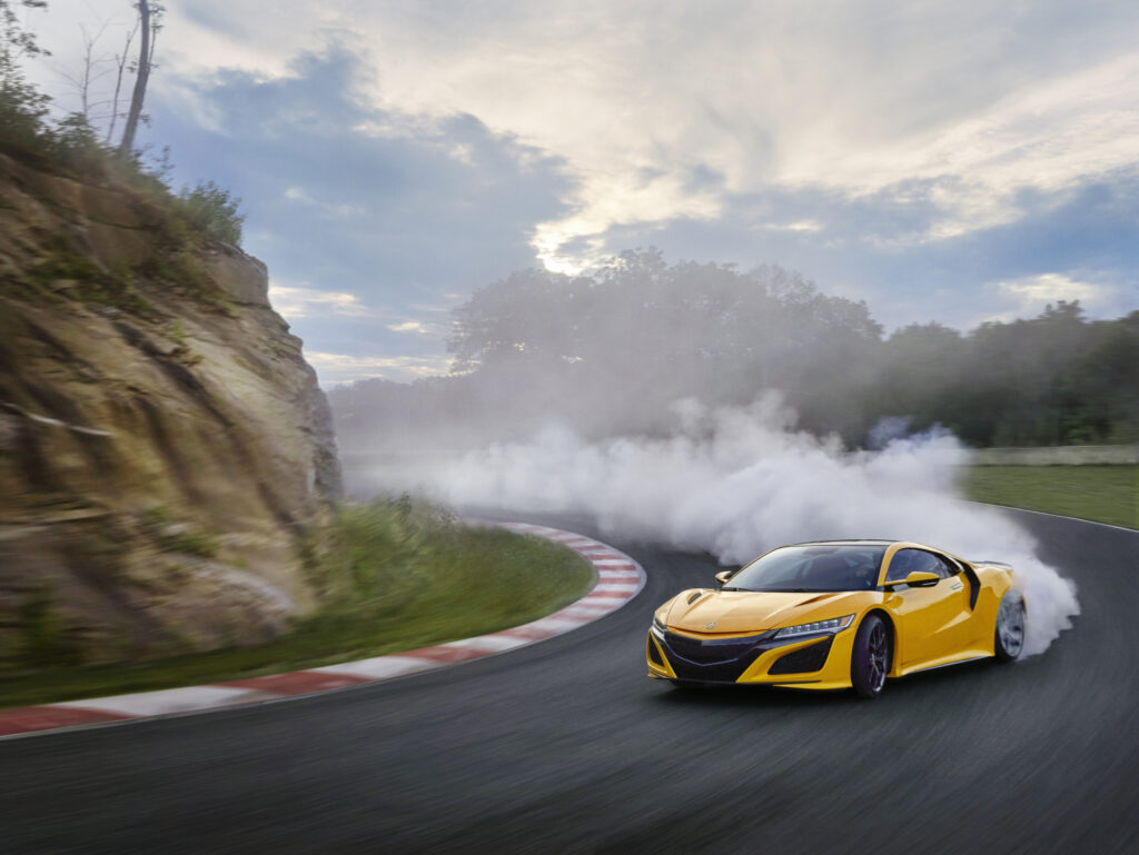 New Acura NSX Drifting around a corner